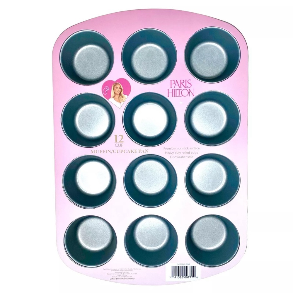 #Paris Hilton 12 count #muffin pan, #heavy duty #nonstick pink
